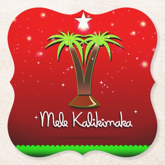 Mele Kalikimaka Palm Tree for Xmas Kartonnen Onderzetters (Voorkant)
