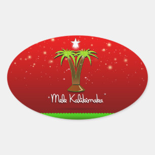 Mele Kalikimaka Palm Tree for Xmas Ovale Sticker