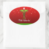Mele Kalikimaka Palm Tree for Xmas Ovale Sticker (Tas)