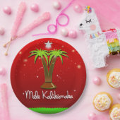 Mele Kalikimaka Palm Tree for Xmas Papieren Bordje (Feest)