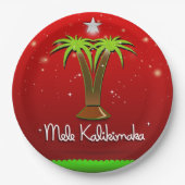 Mele Kalikimaka Palm Tree for Xmas Papieren Bordje (Voorkant)