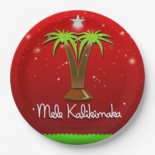 Mele Kalikimaka Palm Tree for Xmas Papieren Bordje (Voorkant)