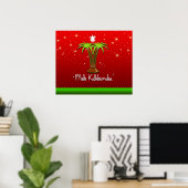 Mele Kalikimaka Palm Tree for Xmas Poster (Thuiskantoor)