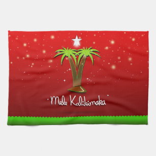 Mele Kalikimaka Palm Tree for Xmas Theedoek