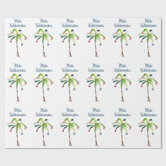 Mele Kalikimaka Palm Tree Kerstfeestdag Cadeaupapier (Vlak)