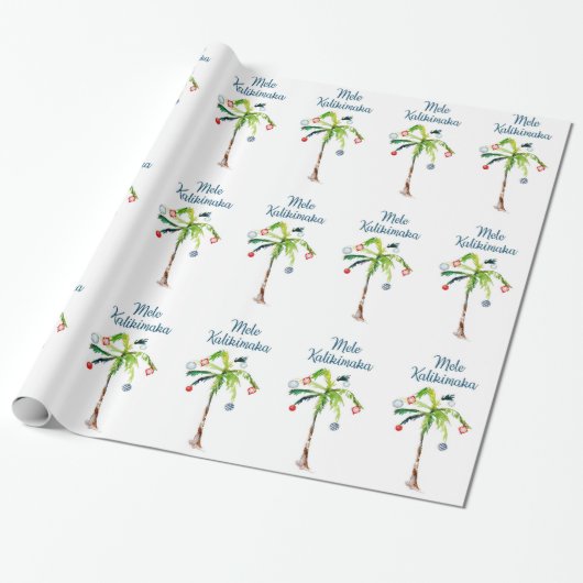 Mele Kalikimaka Palm Tree Kerstfeestdag Cadeaupapier (Uitgerold)