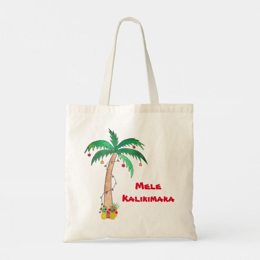 Mele Kalikimaka Palm Tree Pineappel Kerstmis Tote Bag (Achterkant)