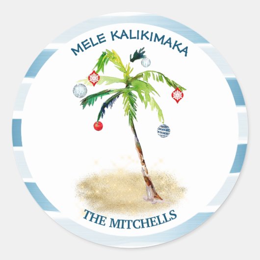 Mele Kalikimaka Palm Tree Vakantie envelop zegels (Voorkant)
