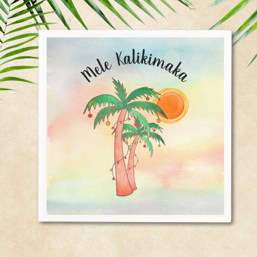 Mele Kalikimaka Palm Trees Napkins Servet