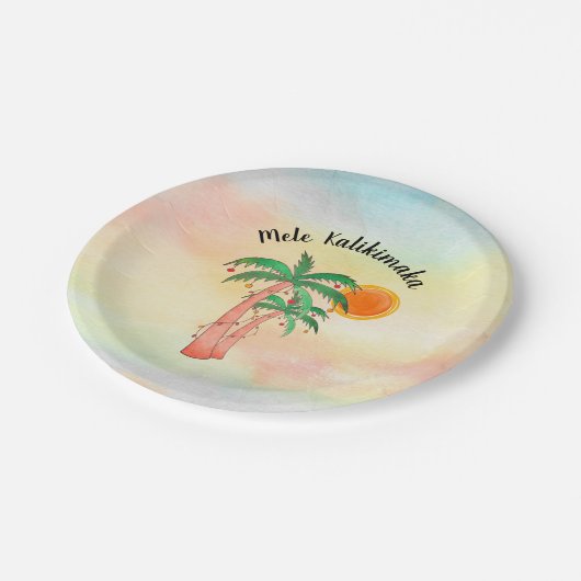 Mele Kalikimaka Palm Trees Papieren Bordje (Gekanteld)