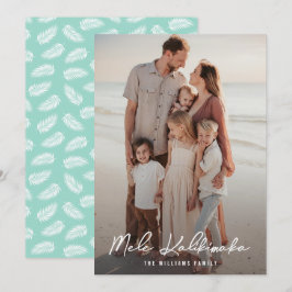 Mele Kalikimaka Palm verlaat familiefoto Kerstmis Feestdagenkaart