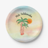 Mele Kalikimaka Palmbomen Papieren Bordje (Voorkant)
