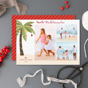 Mele Kalikimaka Palmboom 3 Foto Kerstmis Feestdagenkaart
