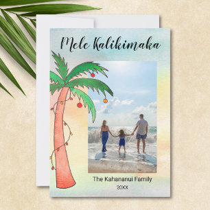 Mele Kalikimaka Palmboom Foto Feestdagenkaart