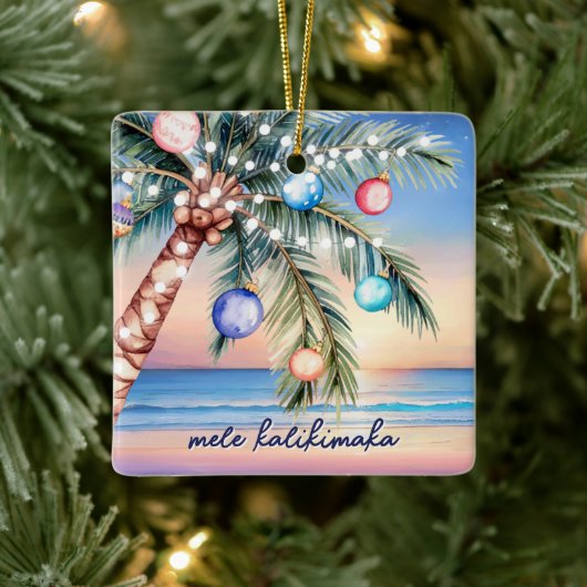 Mele Kalikimaka Palmboom Tropische Kerst Keramisch Ornament (Boom)