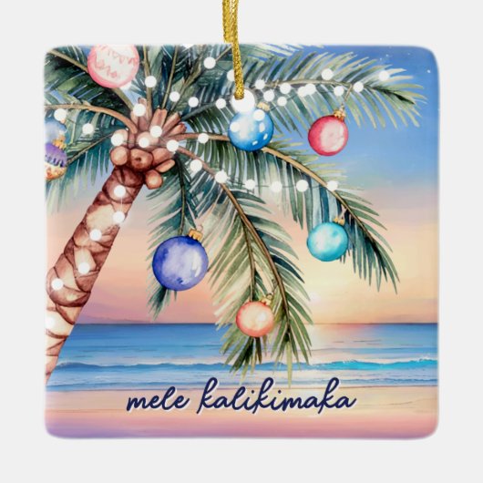 Mele Kalikimaka Palmboom Tropische Kerst Keramisch Ornament (Voorkant)