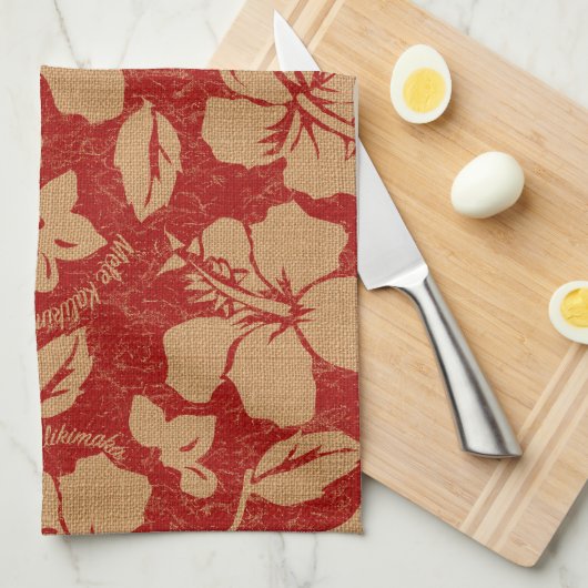 Mele Kalikimaka  Pareau Hawaiian Hibiscus Theedoek (Quarter Fold)