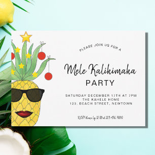 Mele Kalikimaka Party Pineapple Invitation Kaart