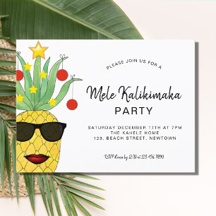 Mele Kalikimaka Party Pineapple Invitation Postcar Uitnodiging Briefkaart