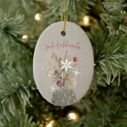 Mele Kalikimaka Pine, Gepersonaliseerde Kerstmis Keramisch Ornament
