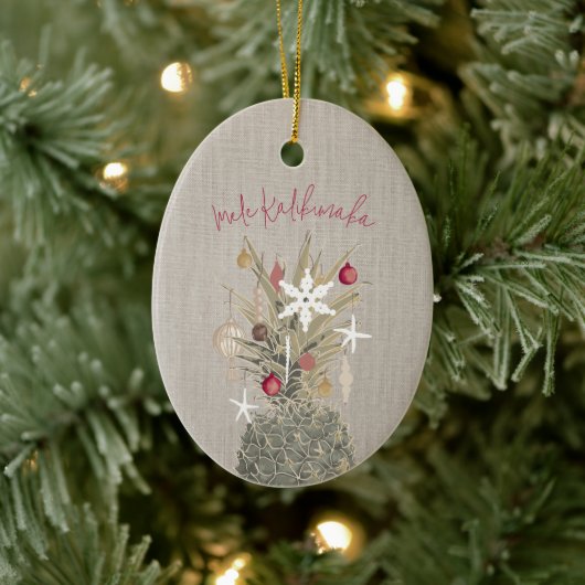 Mele Kalikimaka Pine, Gepersonaliseerde Kerstmis Keramisch Ornament (Boom)