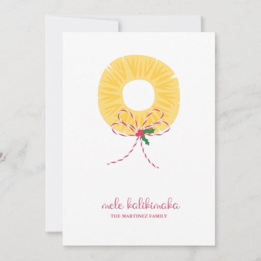 Mele Kalikimaka Pineapple Flat Holiday Kaart (Voorkant)