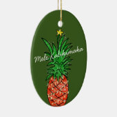 Mele Kalikimaka Pineapple Hawaii kerstboom Keramisch Ornament (Rechts)