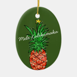 Mele Kalikimaka Pineapple Hawaii kerstboom Keramisch Ornament