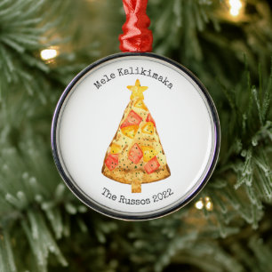 Mele Kalikimaka Pineapple Hawaiian Pizza Slice Metalen Ornament