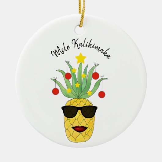Mele Kalikimaka Pineapple Keramisch Ornament (Voorkant)