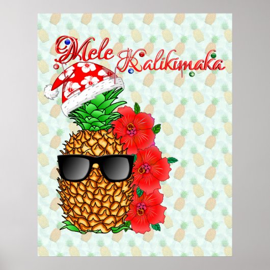 Mele Kalikimaka Pineapple Poster (Voorkant)