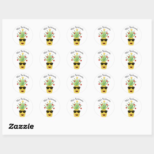 Mele Kalikimaka Pineapple Ronde Sticker (Vel)