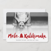 Mele Kalikimaka Red Brush Script Christmas Photo Feestdagenkaart (Voorkant)