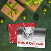 Mele Kalikimaka Red Brush Script Christmas Photo Feestdagenkaart