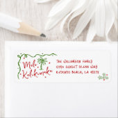 Mele Kalikimaka Red Green Doodle Christmas Address Etiket (Insitu)