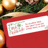 Mele Kalikimaka Red Green Doodle Christmas Address Etiket