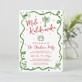 Mele Kalikimaka Red Green Hand Drawn Fun Christmas Kaart (Staand voorkant)