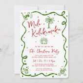Mele Kalikimaka Red Green Hand Drawn Fun Christmas Kaart (Voorkant)