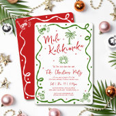 Mele Kalikimaka Red Green Hand Drawn Fun Christmas Kaart