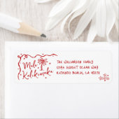 Mele Kalikimaka Red Hand Drawn Christmas Address Etiket (Insitu)