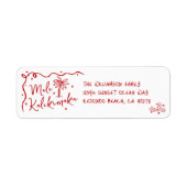 Mele Kalikimaka Red Hand Drawn Christmas Address Etiket (Voorkant)