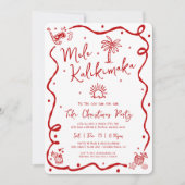 Mele Kalikimaka Red Hand Drawn Doodles Christmas Kaart (Voorkant)