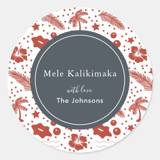 Mele Kalikimaka Red Hawaiian Holiday Sticker (Voorkant)