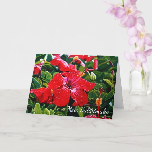 Mele Kalikimaka Red Hibiscus met Hawaiiaanse sneeu Kaart (Orchidee)