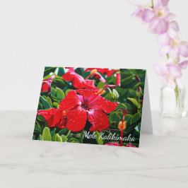 Mele Kalikimaka Red Hibiscus met Hawaiiaanse sneeu Kaart