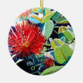 Mele Kalikimaka Red Ohia Lehua Keramisch Ornament (Voorkant)