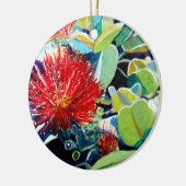 Mele Kalikimaka Red Ohia Lehua Keramisch Ornament (Links)