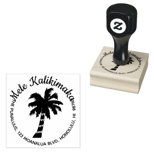 Mele Kalikimaka Retouradres Rubber Stamp Custom Rubberstempel (Gestempeld)