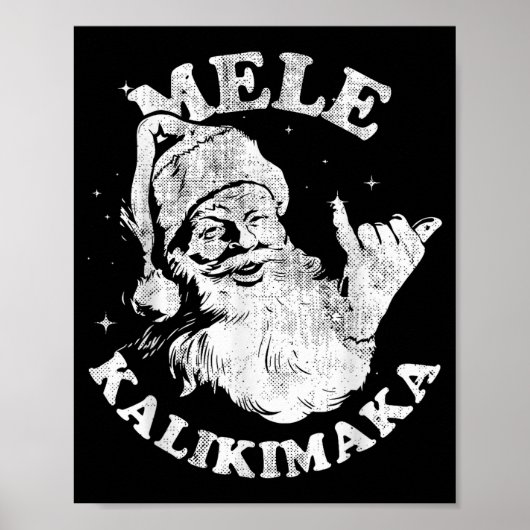 Mele Kalikimaka Retro Hawaii Santa Aloha Christmas Poster (Voorkant)