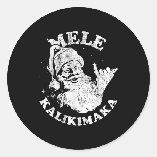 Mele Kalikimaka Retro Hawaii Santa Aloha Christmas Ronde Sticker (Voorkant)
